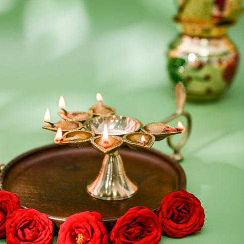 Samskara Home Pranati Pooja Aarti Diya With Handle